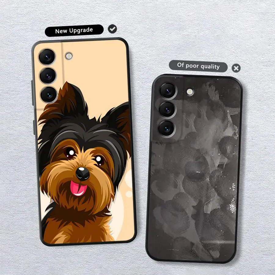 Фото Чехол с собакой йоркширского терьера для Samsung Galaxy A32 A51 A73 A23 A53 A24 A55 A35 A36 A26 A72 A25 A71 A41 A22 A52 Черный мягкий телефон №4
