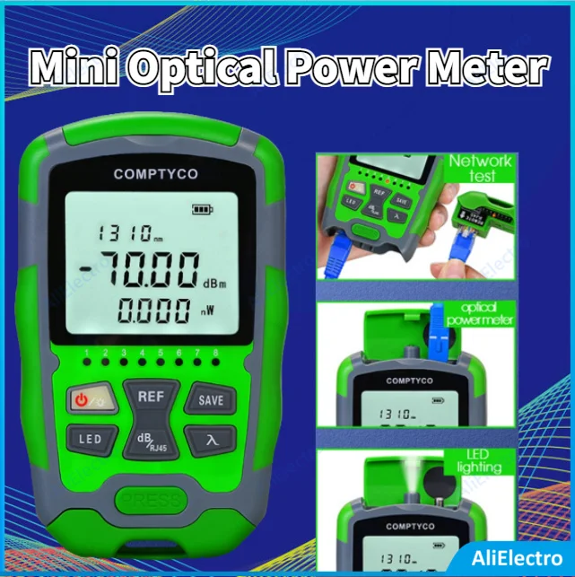 

New Mini Optical Power Meter AUA MC7/M7/MC5/M5 Fiber Optic Cable Tester Network Test and LED Lighting OPM -70~+10/-50~+26dBm