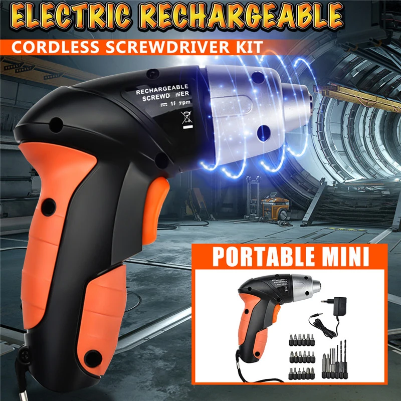 

24Pcs/Set 4.8V Mini Electric Screwdriver Set with Lithium Battery Rechargeable Impact Driver Drill Twistable Handle Power Tool
