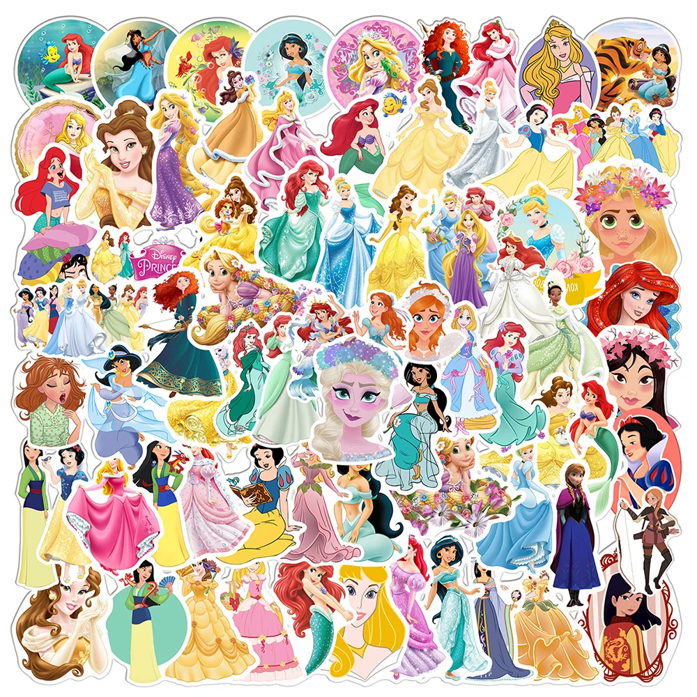 

10/30/50/100PCS Mix Disney Princess Anime Stickers Snow White Frozen Cartoon Decals DIY Laptop Car Phone Cute Kids Sticker Toys
