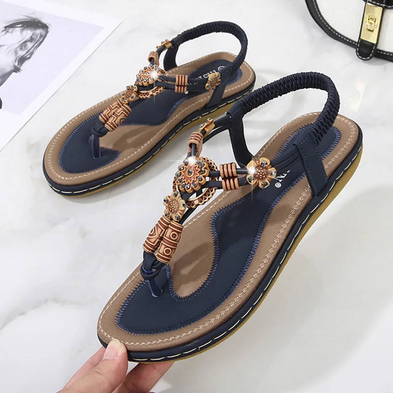 Flat sandals woman 2023 summer beach shoes female ethnic bohemia women sandals Flip Flops