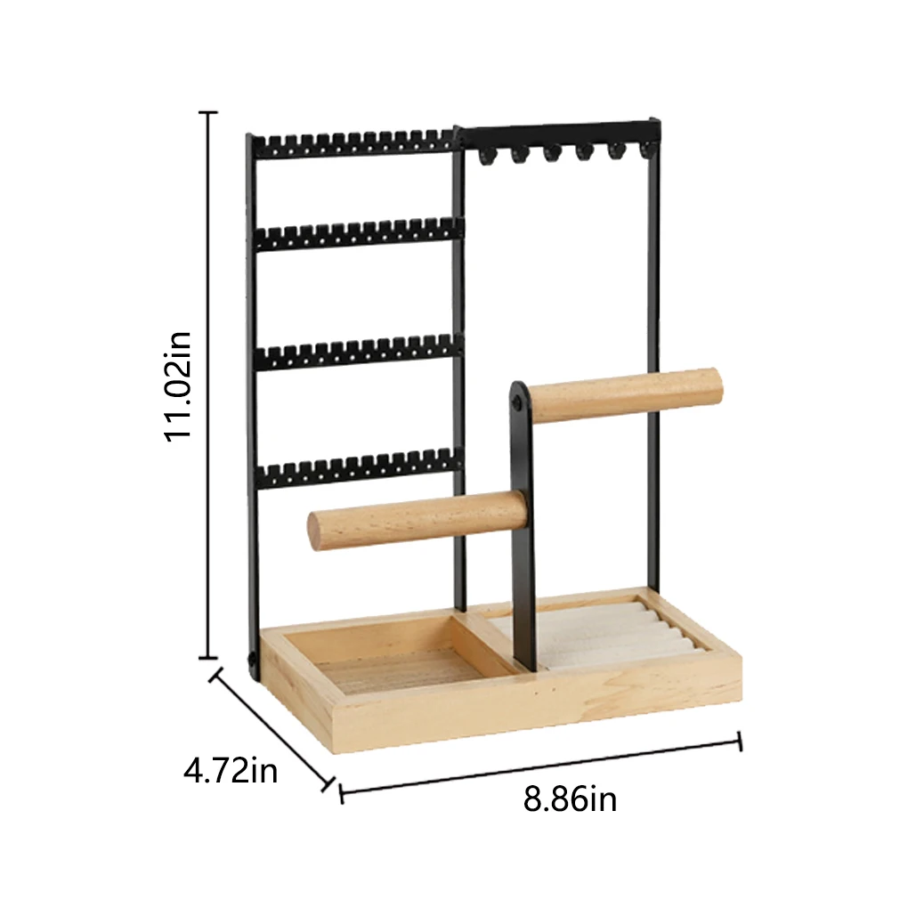 Jewelry Display Holder Multi Layers Metal Wood Necklaces Rings Hanging Rack Jewelry Organizer Detachable Stand Bracket