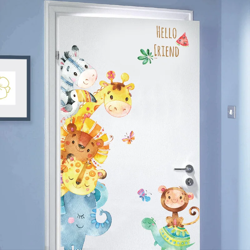 

New Cartoon Cute Animal Stickers DIY Living Room Door Decoration Children Nursery Kids Bedroom Fashion Art Wall Stickers 60X90CM