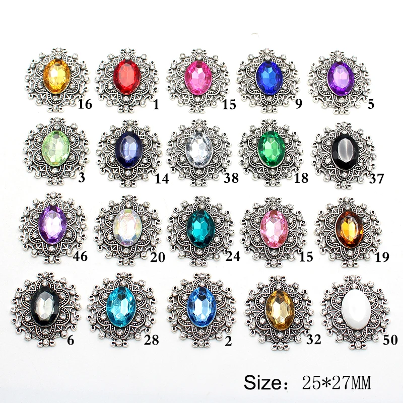 

10 pieces/batch 27 * 25MM oval alloy diamond buttons hand sewn garment buttons DIY wedding exquisite gift box decoration