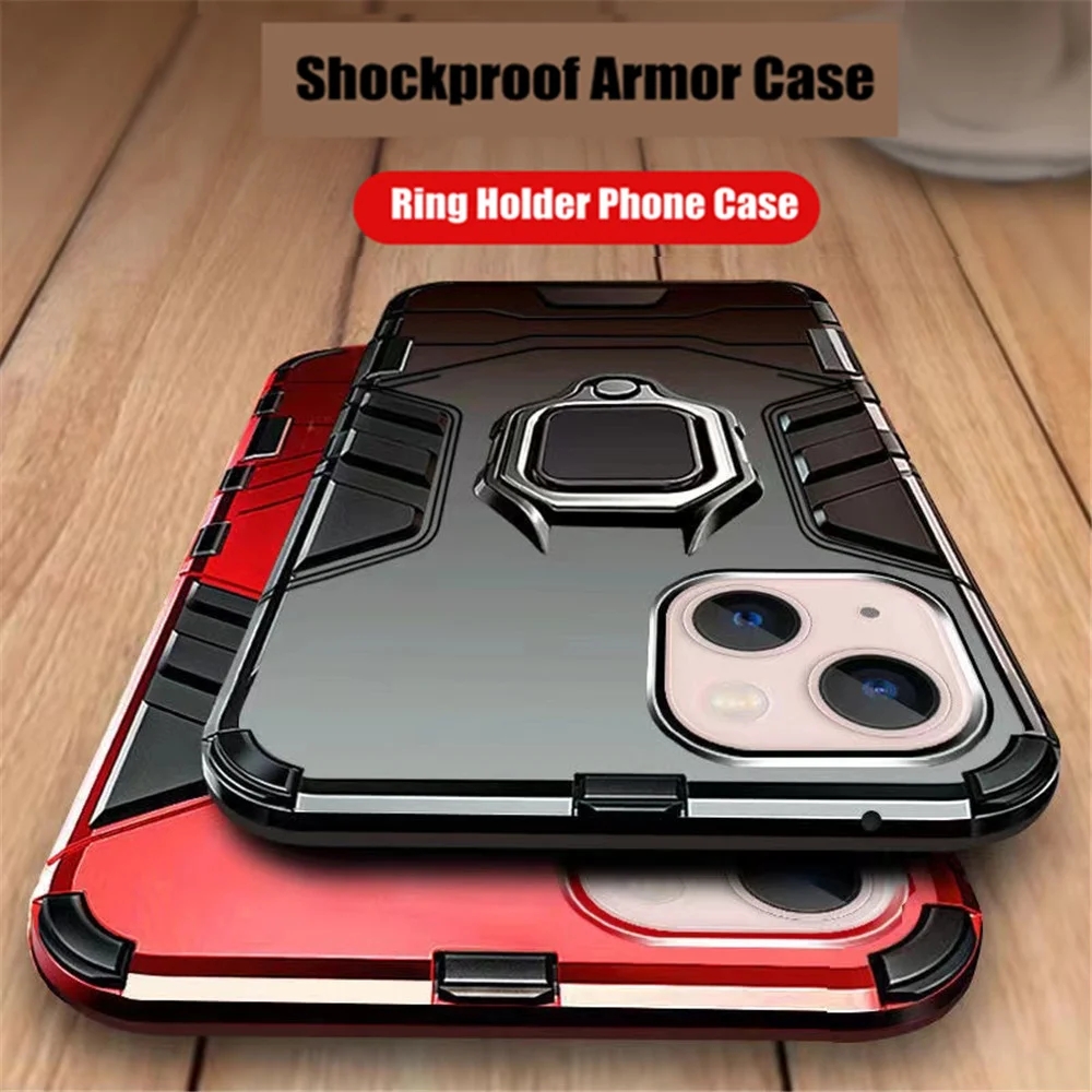 

4 in 1 Case For iPhone 14 Max Case For iPhone 14 Pro 13 Mini 12 11 XS XR X SE Armor Cover Ring Holder Cover On For iPhone 14 Max
