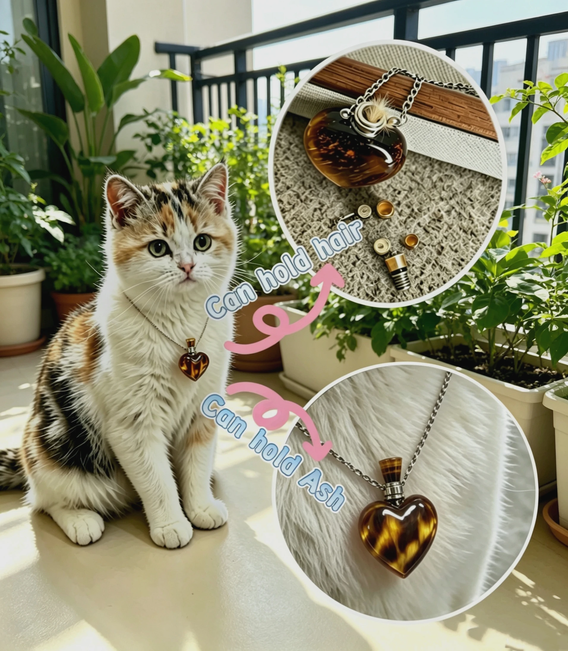 Фото Кулон-урна для праха питомца S17 Heart Crystal: ювелирное украшение для хранения шерсти и праха собак и кошек, памятный подарок №3