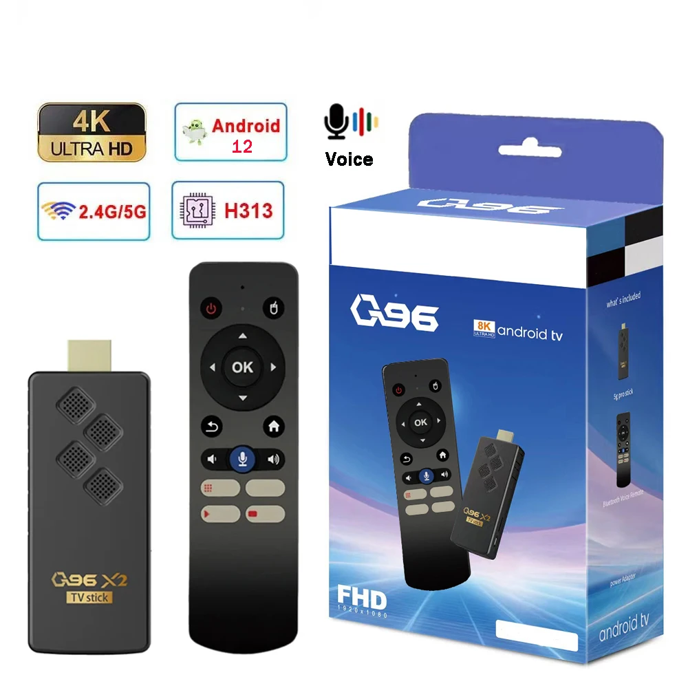 Q96 X2 TV Stick Android 12 ТВ-приставка HDR Set Top OS HD 4K 1080P WiFi 6 4G 5G Smart Sticks 2 ГБ 16 Сетевой медиаплеер