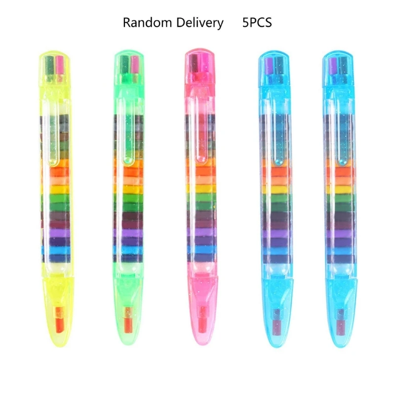 

L43D 5Pcs Coloring Pens 20 Colored Refills/Pen Doodling Crayons Broad Pen Tip for Children Drawing Doodling Book Card Making