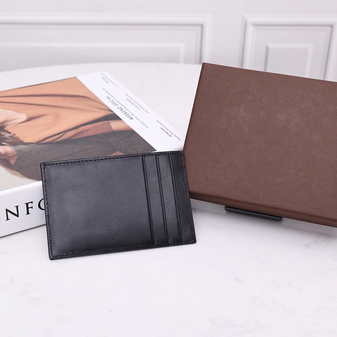 

Men's Card Holder Luxury Soft sheepskin Mini Wallet Cowhide Woven CardHolder Fashion Women's Bank Card Case Black Simple Purse