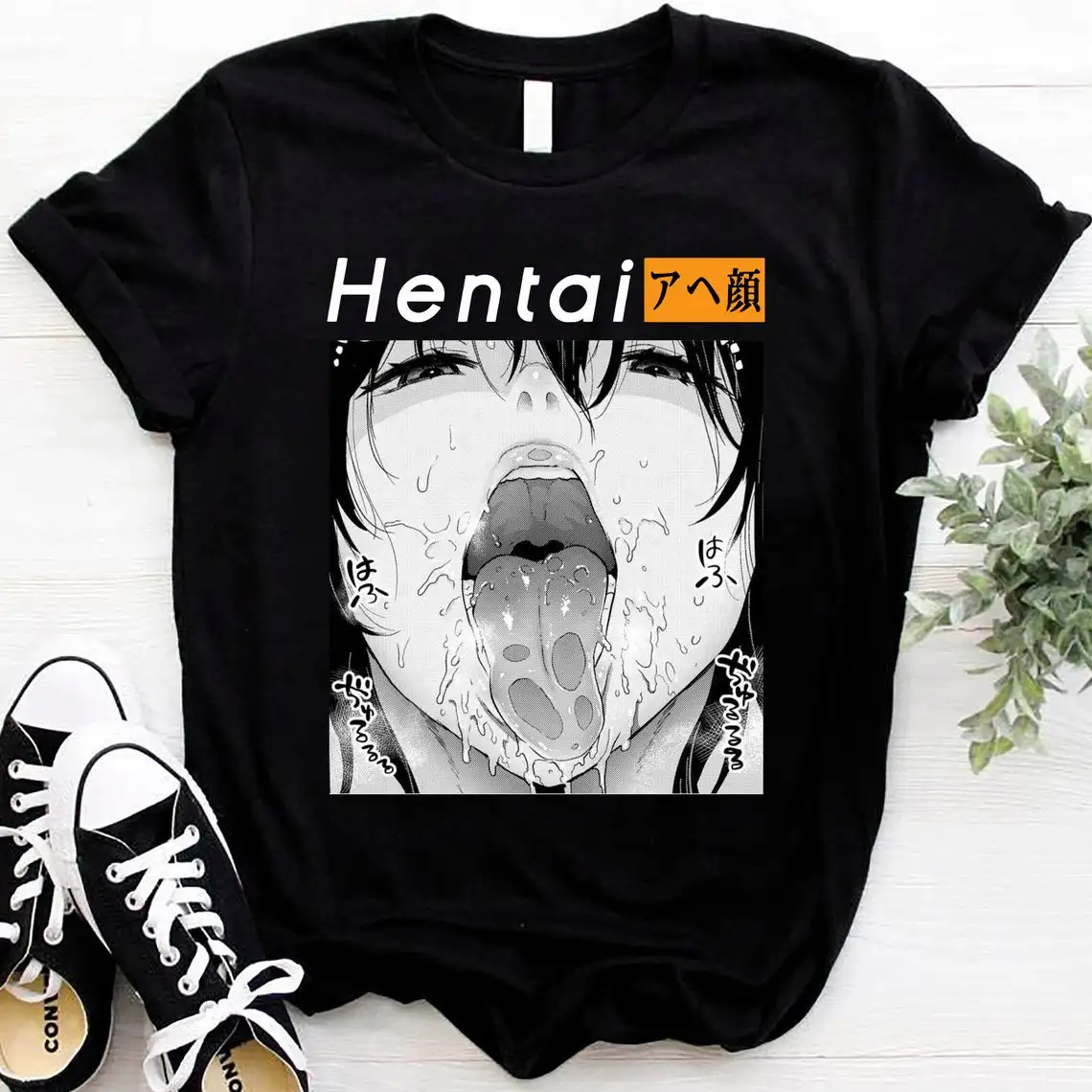 

2023 Men's Manga Anime Authentic Summer Black Street Fashion Ahegao Hentai Senpai Vintage T-shirt Cotton Tokyo Ghoul Tee