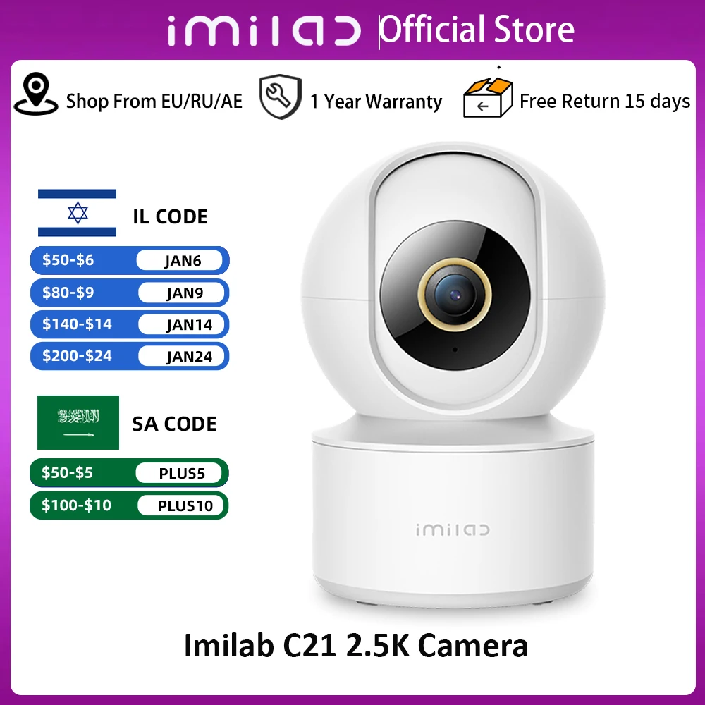  IMILAB C21 2.5K Camera Vedio Surveillance Wifi IP Smart Indoor Home Security Baby Monitor 360view Starlight Night ViSion Cam 