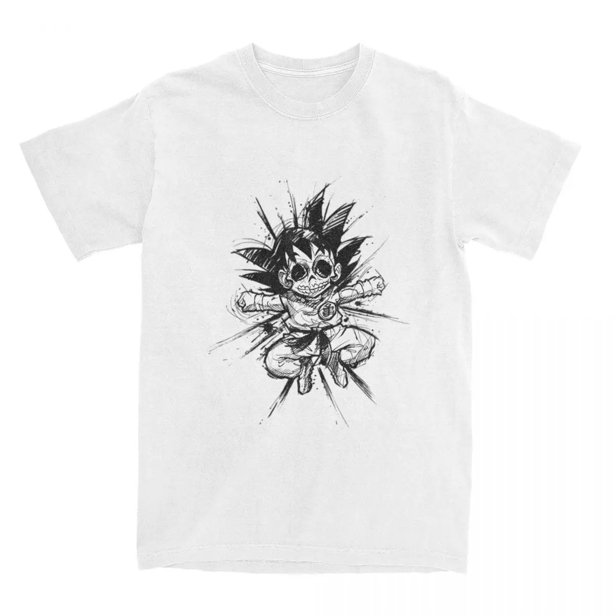 Мужская хлопковая футболка с коротким рукавом круглым вырезом и принтом черепа |