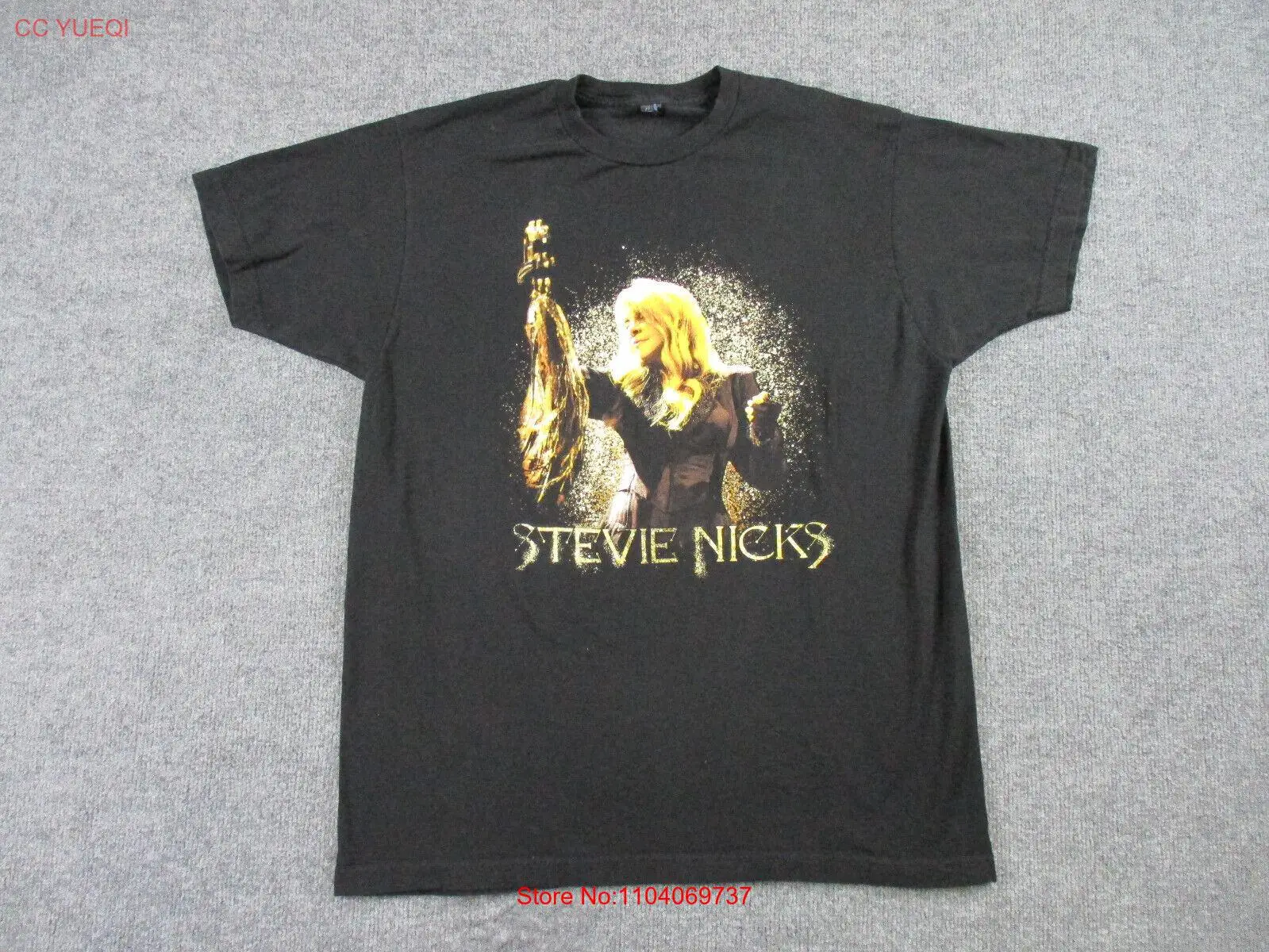 Рубашка Stevie Nicks для взрослых L черная с коротким рукавом 24 карата золотая 2016