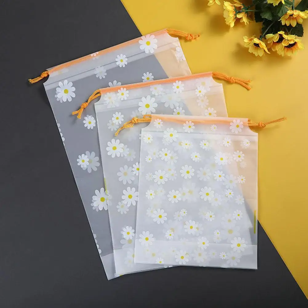 

50pcs Daisy Drawstring Bags Translucent Waterproof Shoe Bags For Travel, Portable Organizers Storage Pouch For Packing Stor U2h8