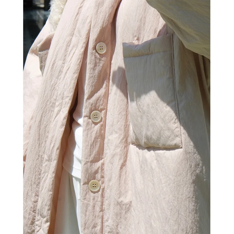 Winter Cotton Jacket Casual Wind Small Lapel Down Jacket Rounded Hem Windproof Warm Thickened Thin Lengthened Jacket Women