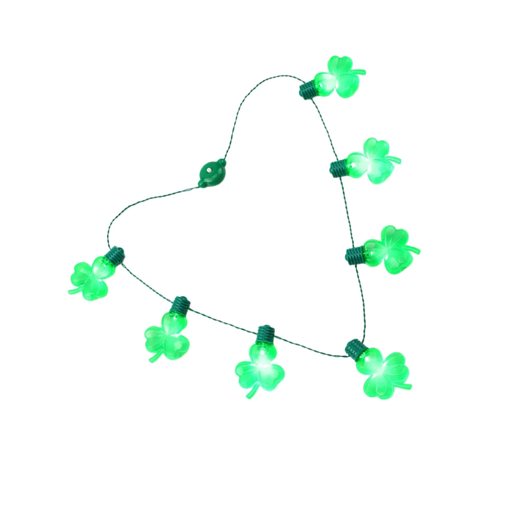 

Necklace Shamrock Patricks Day St Led Glowing Festival Lights String Bead Flashing Bulb Four Leaf Decorations Party Decoration