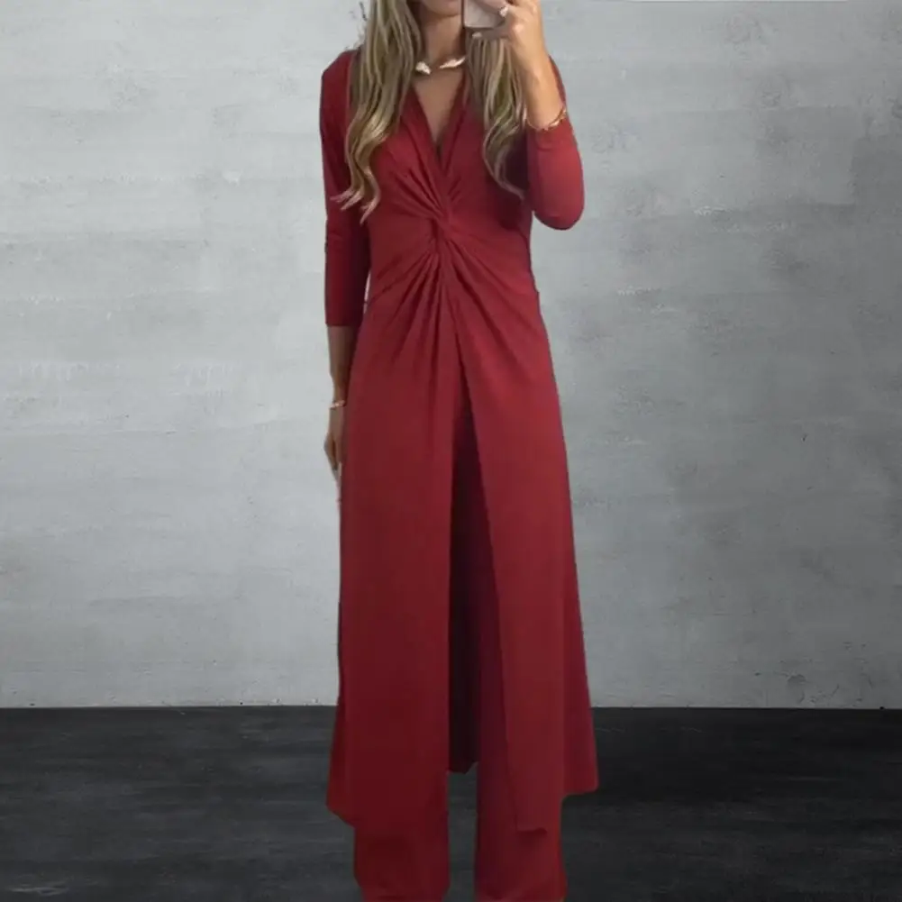 Женские широкие брюки с V-образным вырезом