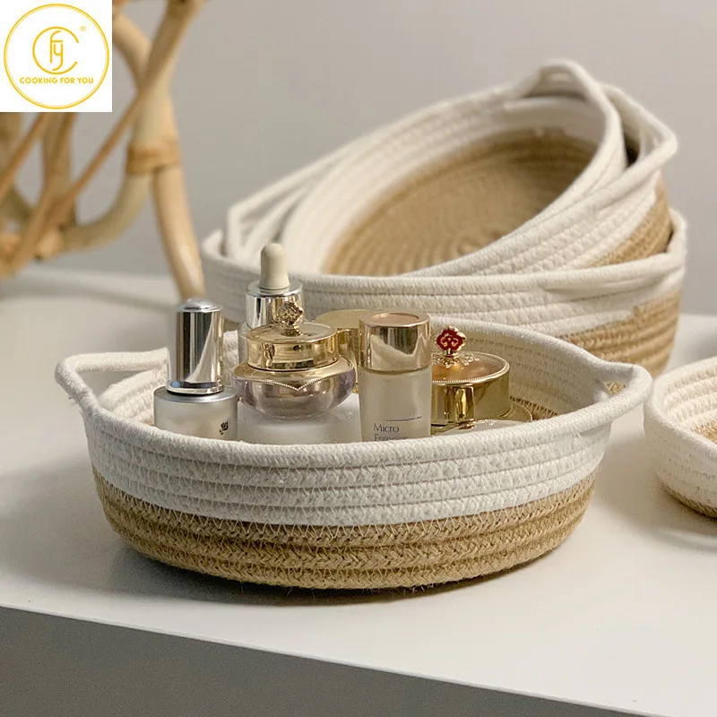 

Cotton Cosmetics Storage Baskets Protable Clothes Key Remote Control Home Storage Organization Fruit Candy Snacks Toy Organizer