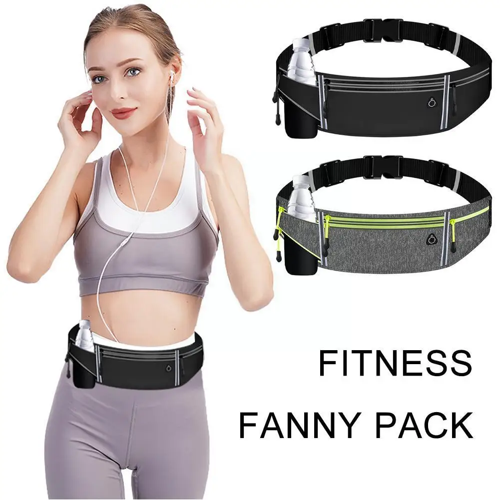 Running Belt For Adults Running Fanny Pack Foldable Water Bottle Holder Walking Adjustable Waist Pouch For Outdoor Jogging X1Q5