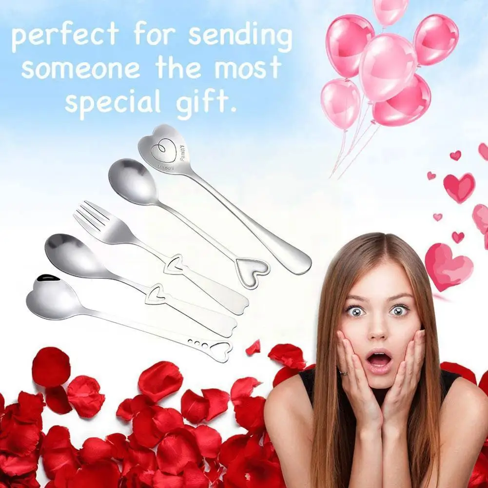 

Spoon Steel Heart Shaped Spoon Fork Coffee Accessories Tableware Spoon Valentines Gift Kitchen Stirring Spoon F0e6