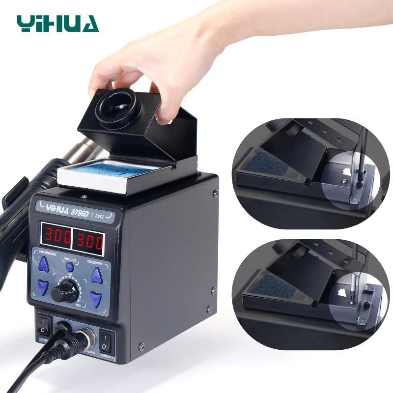 YIHUA 8786D 2 in 1 Rework Welding Stations SMD Repair Tools Soldering Station LCD Display Hot Air Gun Electronic Soldering Iron enlarge