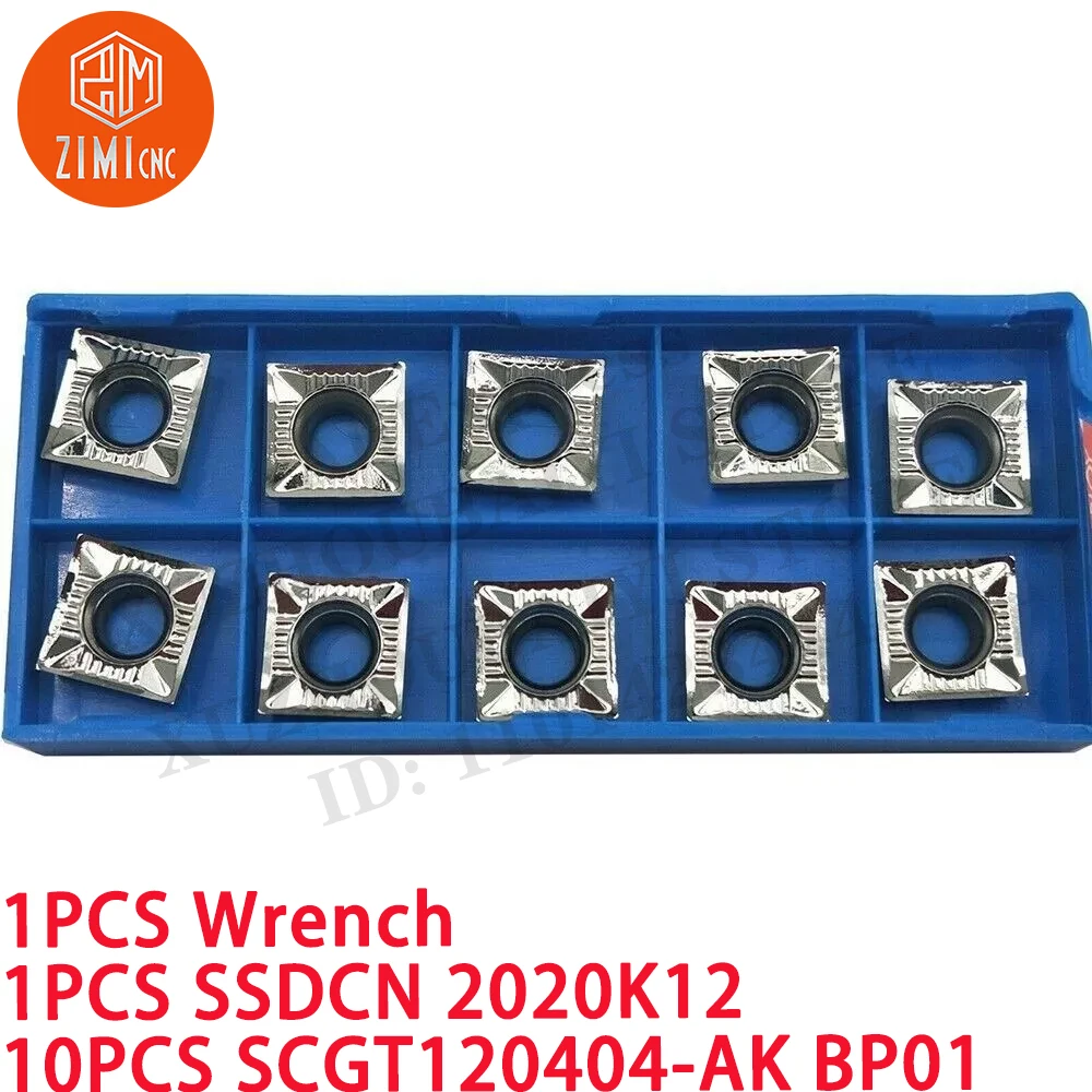 1PC SSDCN 2020K12 Держатель токарного резца + 10PC SCGT120404-AK BP01 45-градусный инструмент с ЧПУ