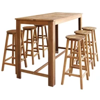 kitchen bar tables and chairs set dining high top counter height table set for 6 solid acacia wood