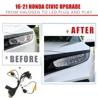 Headlight Modification Upgrade Special Transfer Wiring Adapter Harness For 16-21 CIVIC From Halogen To LED Play And Plug