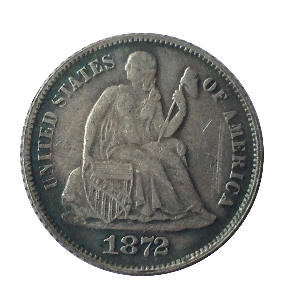 

США 1872 P/S/CC десятицентовая монета с изображением сидящей свободы копия монет