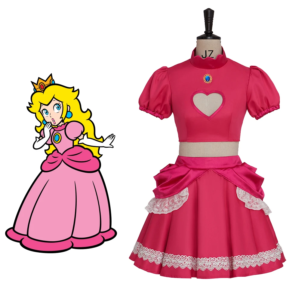 

(in stock) Game Cosplay Princess Peach Daisy Cosplay Costume Peach Pink Dress For Adult Ball Gown Fancy Party Outfit Costumes