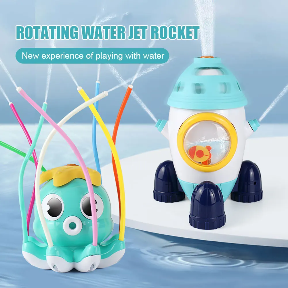 

Baby Bath Water Toys Rocket Launcher Rotating Sprinkler Summer Bathroom Bathtub Shower Water Play Toys for Children Kids Toddler