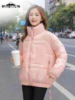 2022 new winter women short parkas jackets casual thin warm stand collar solid winter coat women clothes outwear