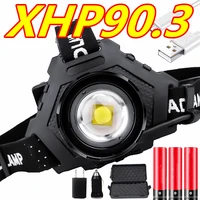 most powerful xhp90 3 led headlamp 80000lm head lamp usb rechargeable headlight waterproof zooma fishing light use 18650 battery