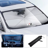 car logo foldable sunshade windshield uv protection sunshade for hyundai i30 sonata elantra veloster kona tucson n line 2022