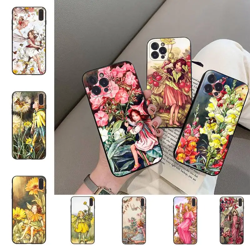 

FHNBLJ Flower Fairy Phone Case For iPhone 13 Pro MAX 14 11 12 Mini X XS XR 6 7 8 Plus SE 2020 Soft TPU Cover