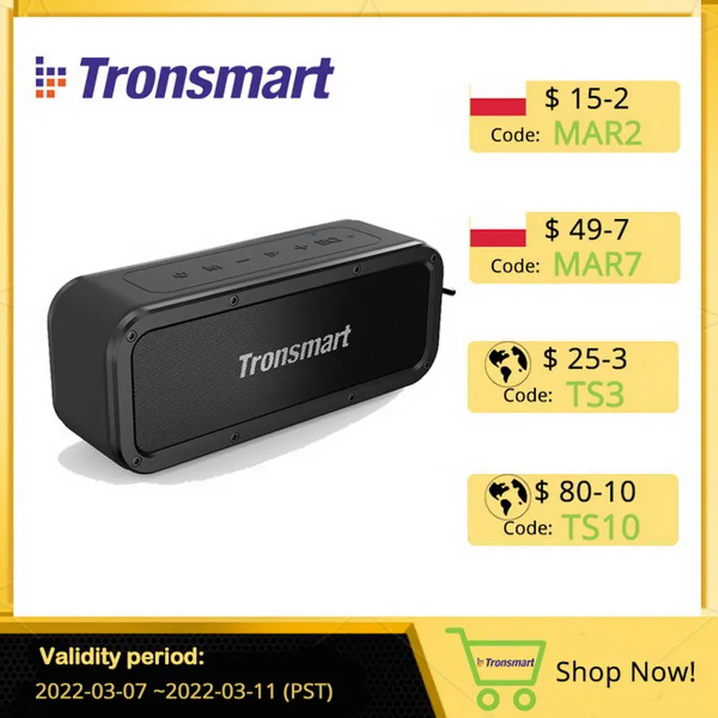

Tronsmart Force Bluetooth Speaker Bluetooth 5.0 Portable Speaker IPX7 Waterproof 40W Speakers 15H Playtime with Voice Assistant