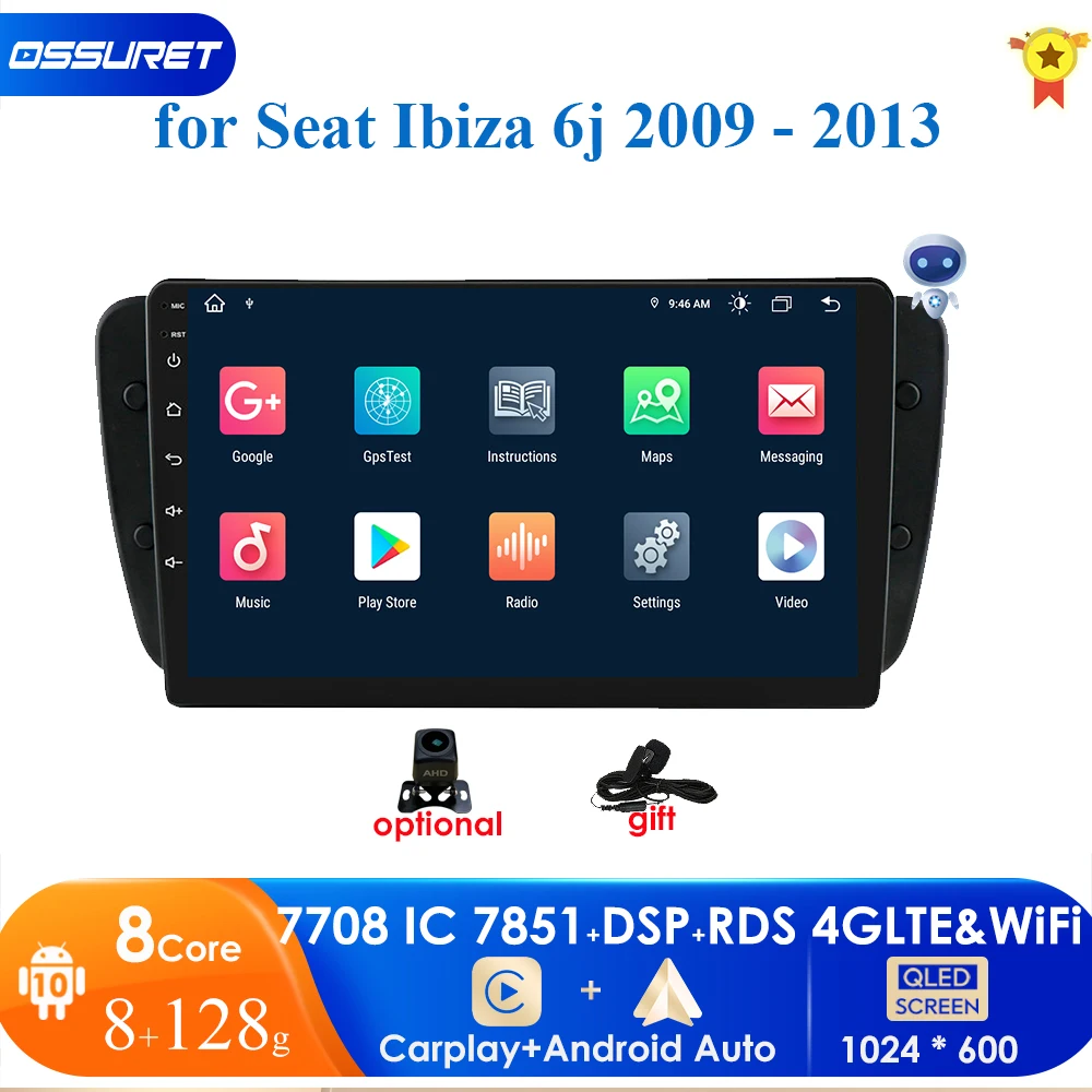 

Автомагнитола 2 din, 8 ГБ + 128 ГБ, ИИ-голос, Android, для Seat Ibiza 6j 2009 - 2013 2010 Carplay 4G, Автомобильный мультимедийный GPS-навигатор, 2din Авторадио