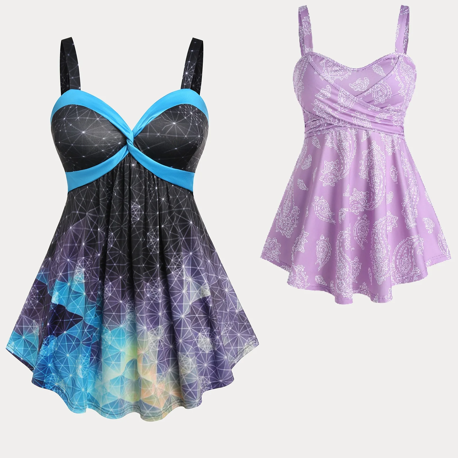 

Женский топ на бретельках ROSEGAL, летний топ-туника с геометрическим принтом в виде Пейсли, 5XL