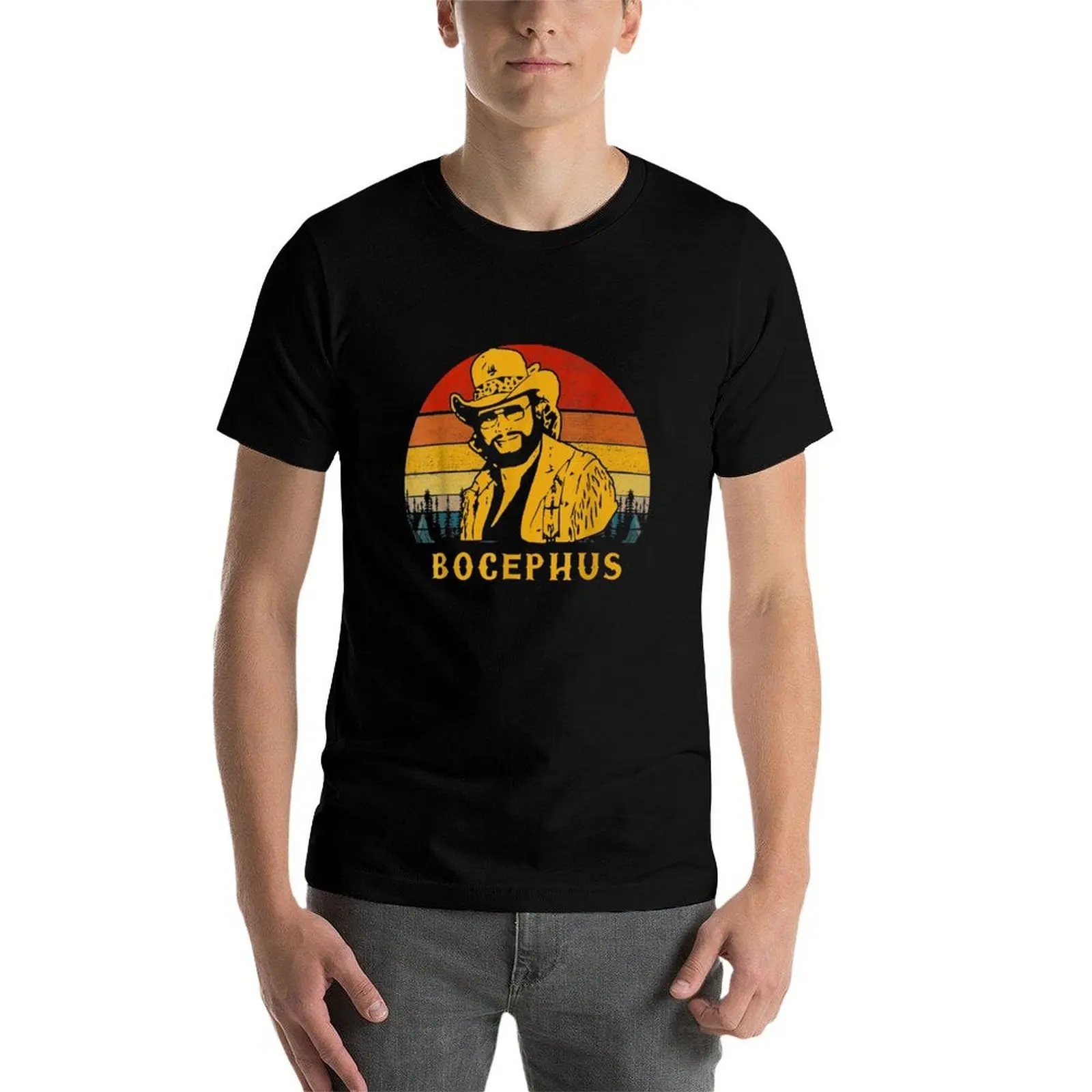 Фото Винтажная футболка Bocephus, Hank Jr Distressed WIlliams Funny Tee, мужские футболки с графическим рисунком, футболки для мужчин, облегающие футболки №3