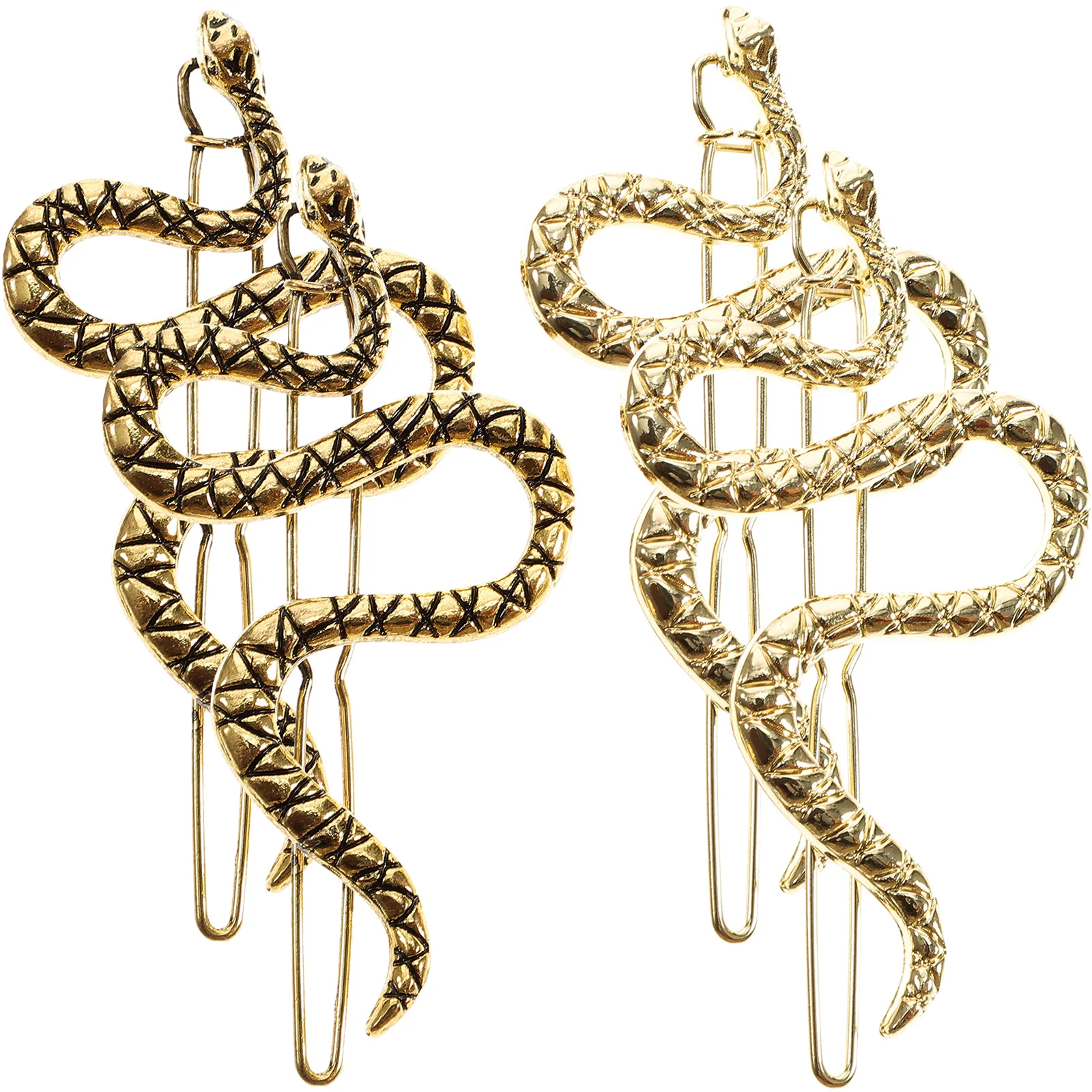 

4pcs Snake Hair Clip Vintage Metal Hair Golden Snake Snap Barrette for