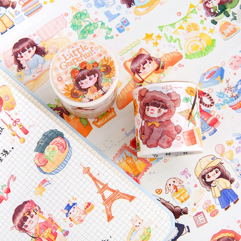 

1 Piece 5M Cute Cartoon Girls Washi Tape Kawaii Scrapbook Journal Diary Decoration Sticker DIY Notebook Material Supplies