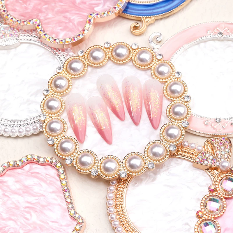 

Палитра цветов ногтей, инкрустированная бантом, искусственная жемчужина, палитра для гель-лака, поддон для рисования, пластина для маникюра, демонстрационная полка для дизайна ногтей