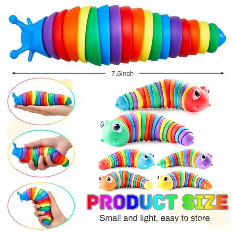 

New Fidget Toy Slug Articulated Flexible 3D Slug Fidget Toy All Ages Relief Anti-Anxiety Sensory Toys for Children Aldult