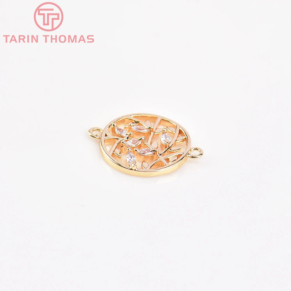 (5714) 4PCS 14.5MM 24K Gold Color Brass with Zircon Round Leaves Charms Pendants High Quality Jewelry Making Findings Wholesale (art.: 3920bc87e35e1) - 3920bc87e35e1