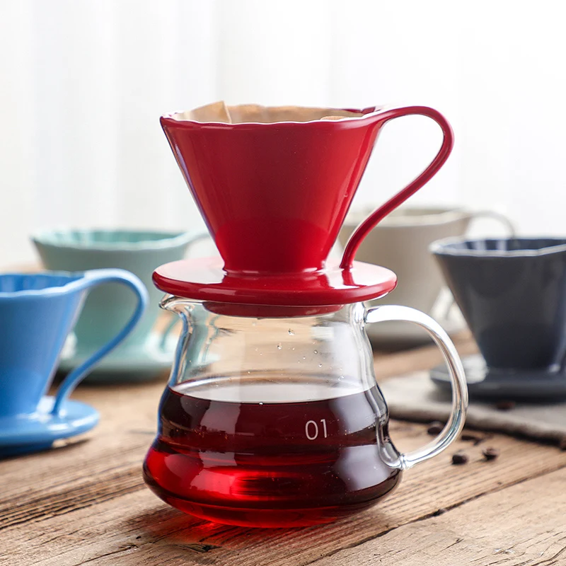 Керамический конический фильтр для кофе ручной работы набор из 8 однотонных