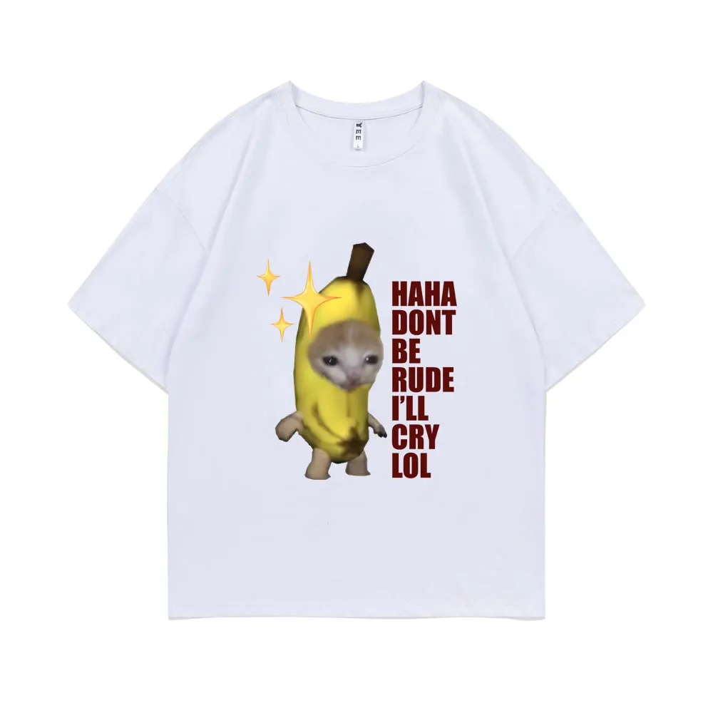 

Funny Banana Cat Meme Branded Men Women Tshirt Summer Unisex Pure Cotton Short Sleeve T-shirts Anime Cartoon Graphic T Shirts