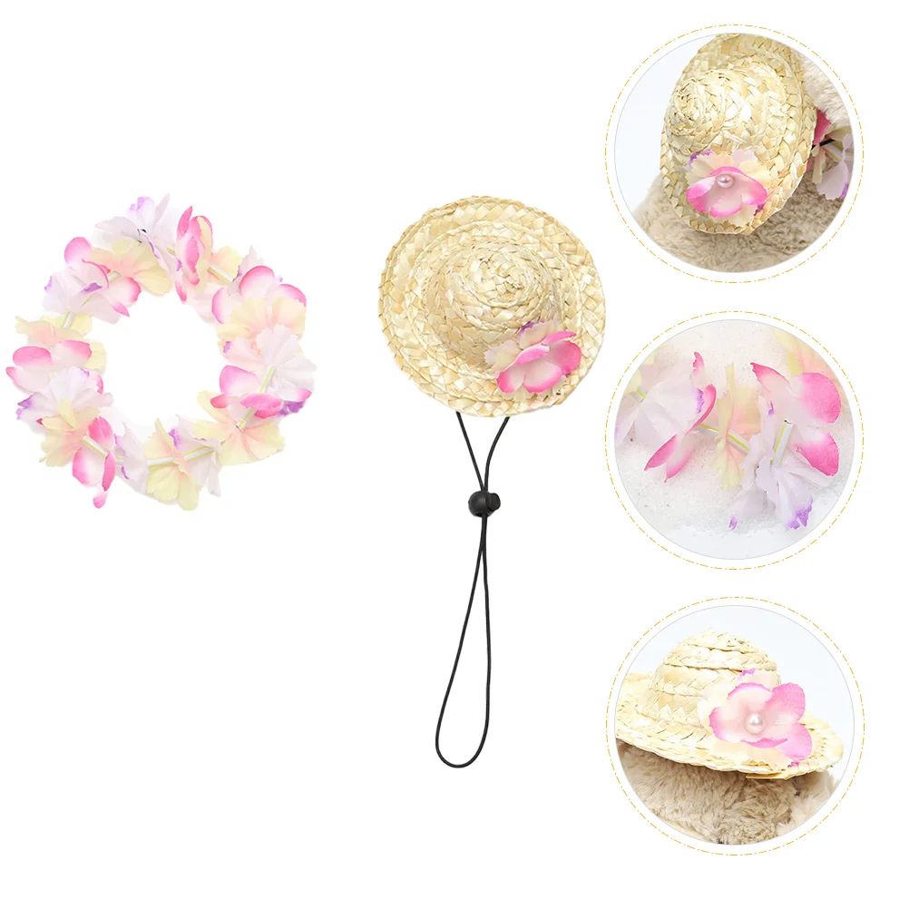 

Beach Pet Clothing Dog Hat Hawaiian Garland Summer Fashion Cat Straw Polyester Vacation Casual Outfits
