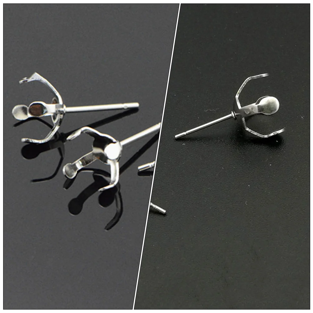 20 Pcs Women's Stud Earrings Studs Jewelries Post Claw Findings Blank DIY Accessories Stainless Steel Small Miss