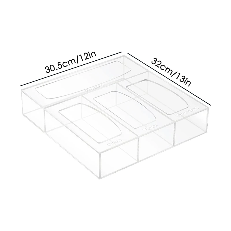 

Acrylic Bag Storage Box Dispenser Food Storage Bag Case Organizer for Sandwich Snack Variety Size Bag Container Holder