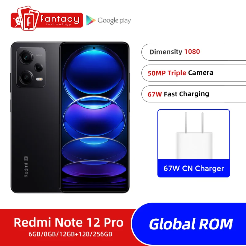 

Global ROM Xiaomi Redmi Note 12 Pro 5G 128GB / 256GB 67W 5000mAh Battery Dimensity 1080 Octa Core 6.67" OLED Display